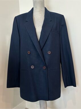 Vintage Pendleton Size 14 100% Virgin Wool Blazer Jacket Blue Double Breasted